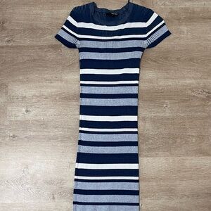 Striped Navy and White Knit Dress